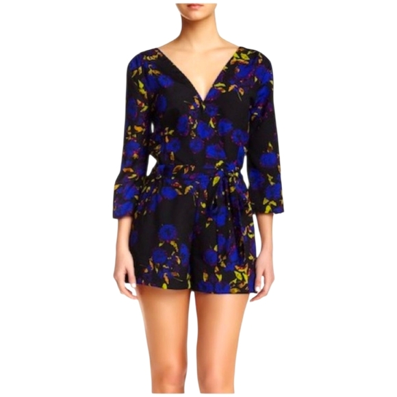 Yumi Kim Liz Romper In Midnight Casdade Purple & Blue Floral Print - Picture 2 of 10